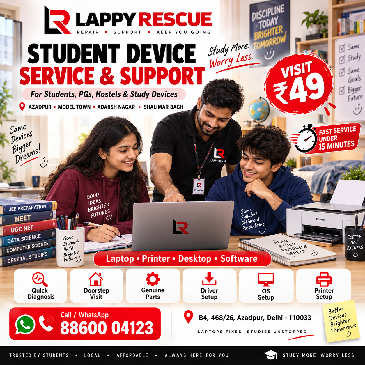 Student device support in Azadpur and nearby areas