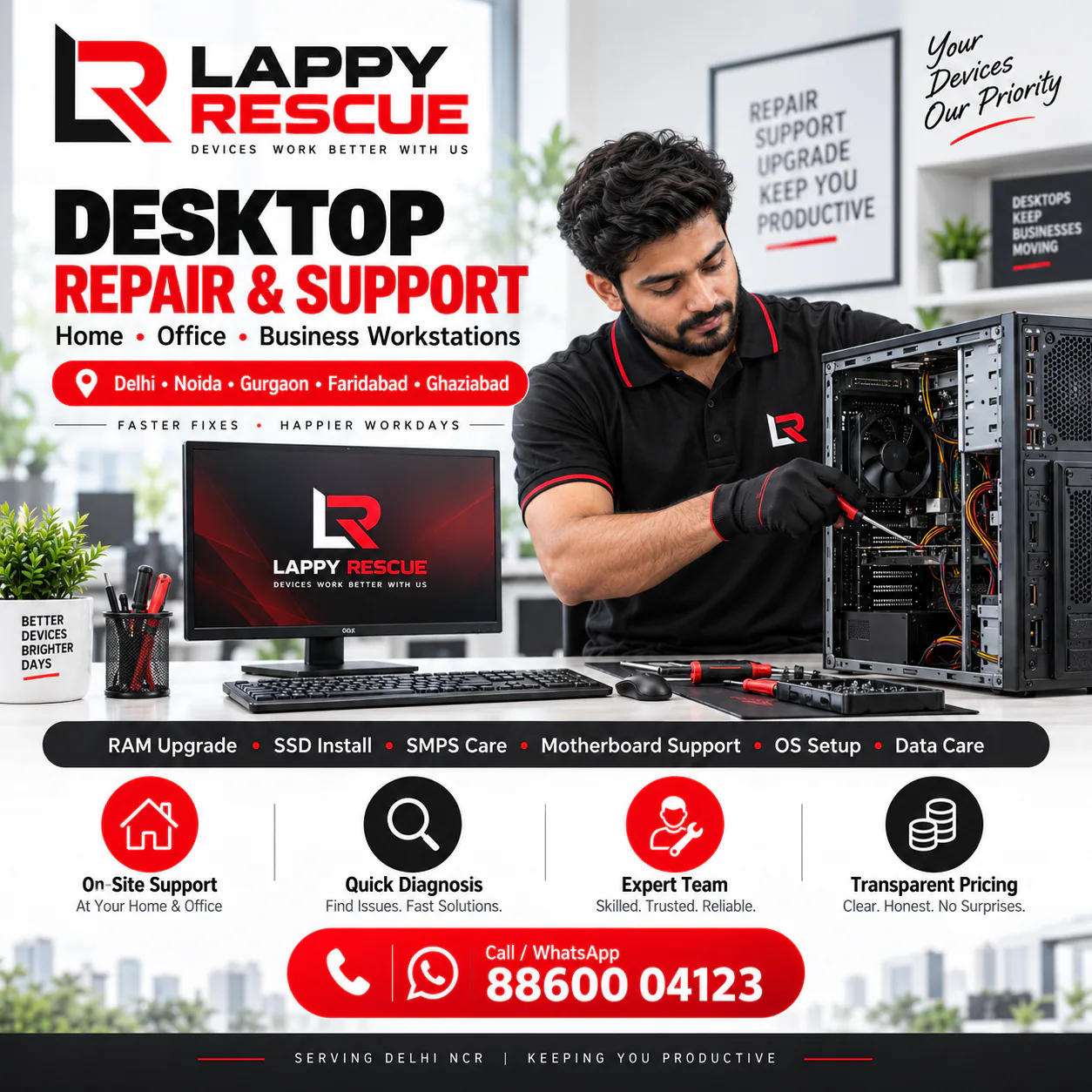 Desktop repair and support across Delhi NCR