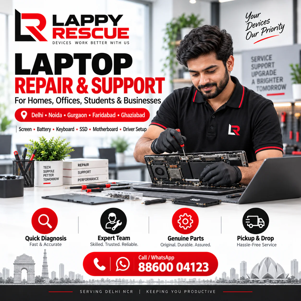 Laptop repair and support across Delhi NCR