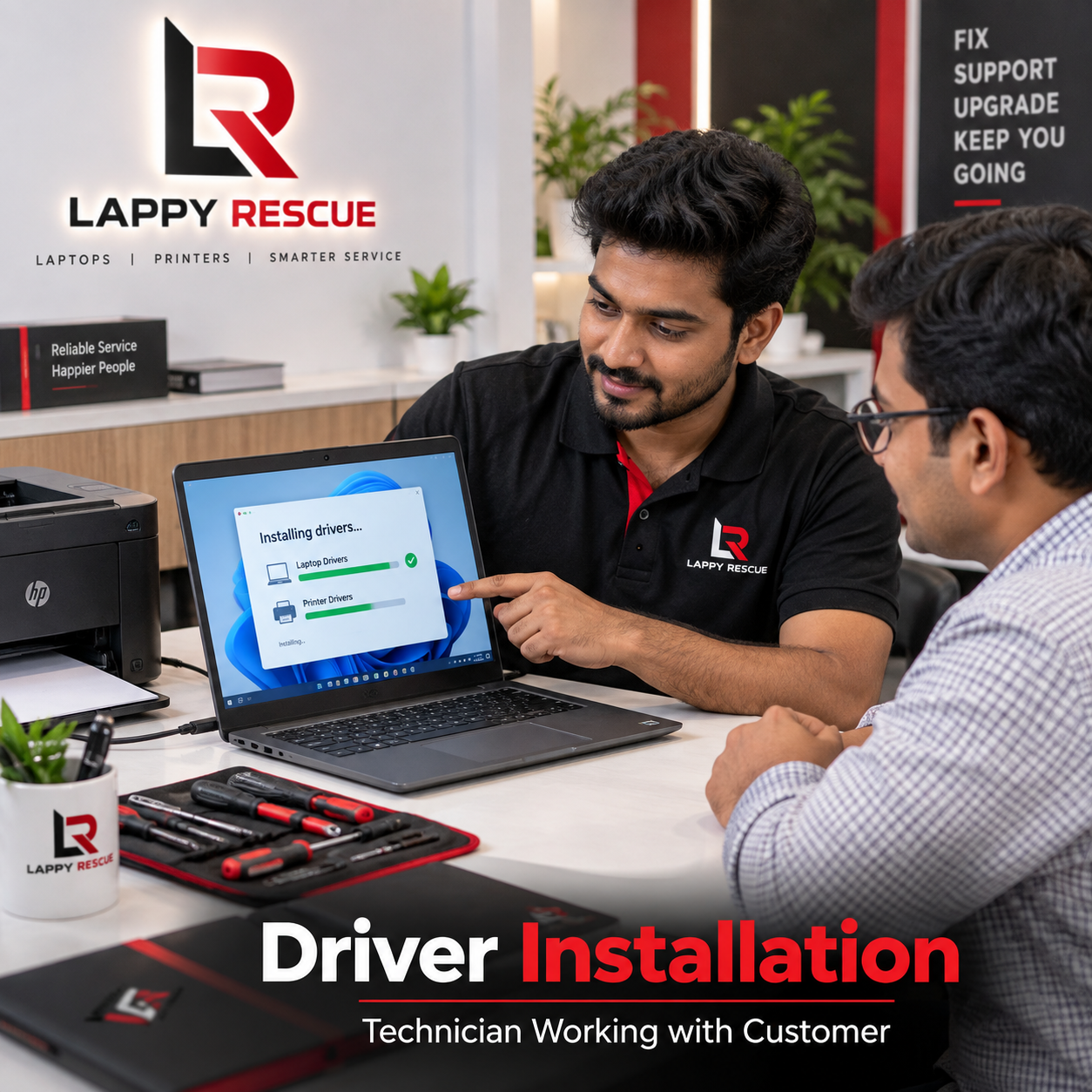 Laptop and printer driver installation