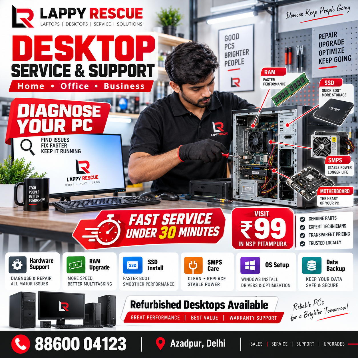 Desktop service and support in NSP Pitampura